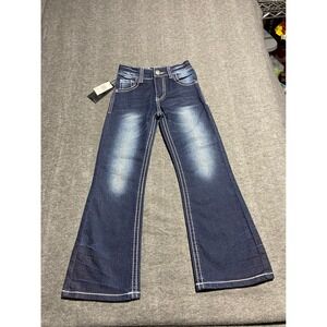 Rodeo Girl Jeans Dark Wash Blue Girls 6 Flare Embellished Studded GP0042